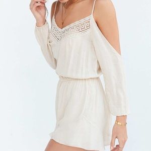 UO Natural Floaty Cold Shoulder Romper